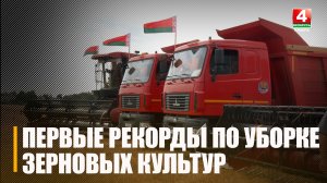 Первые рекорды по уборке зерновых и зернобобовых культур официально зафиксированы на Гомельщине