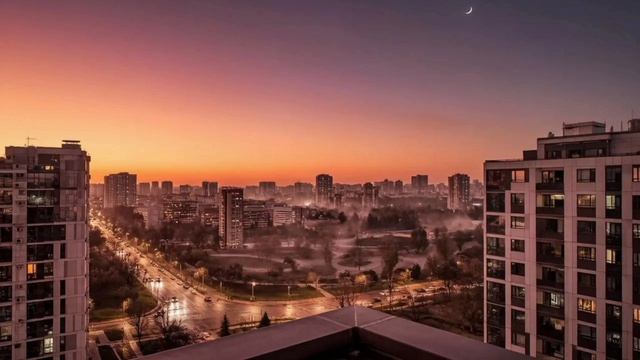 Музыка для отдыха, огни вечернего города.