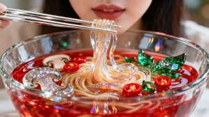 Готовим овощной боул рамен со стеклянными ингредиентами 🍜✨ АСМР. Готовка ✨ овощного рамена