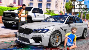СЫН РАЗБИЛ АРЕНДНУЮ BMW M5 F90! ШКОЛЬНИК БЕЗ ПРАВ ПОПАЛ В АВАРИЮ НА БМВ - ОТЕЦ И СЫН В GTA 5 🌊ВОТЕР