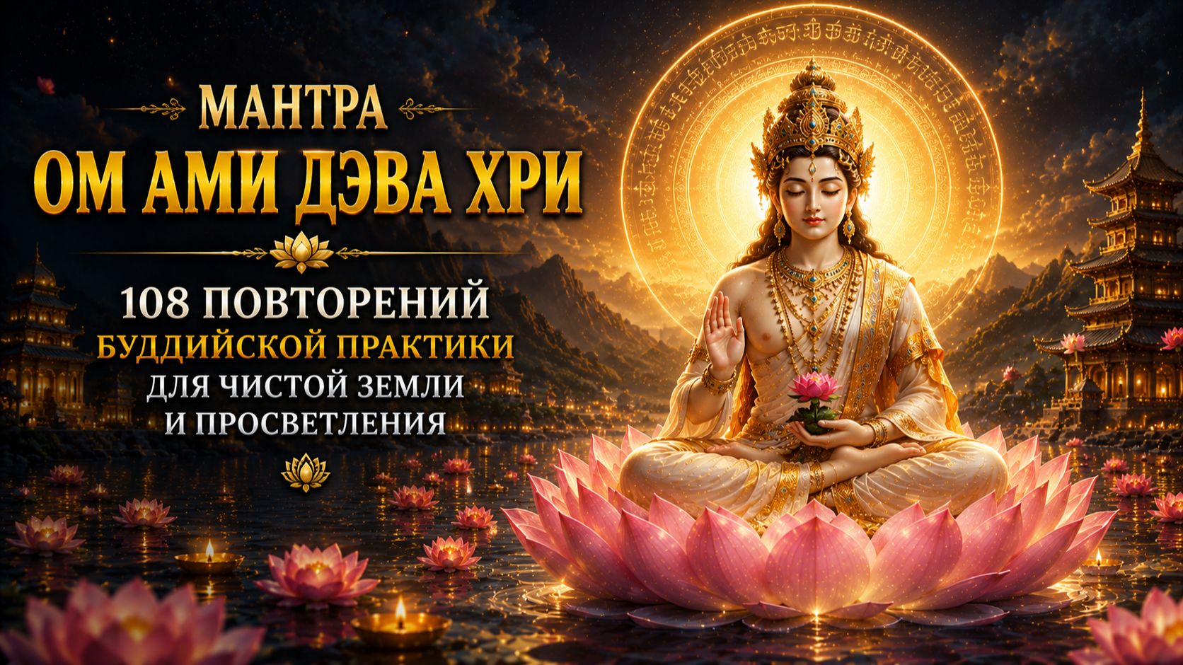 Мантра Ом Ами Дэва Хри: 108 повторений буддийской практики для чистой земли и просветления 🙏🌸 смотреть онлайн