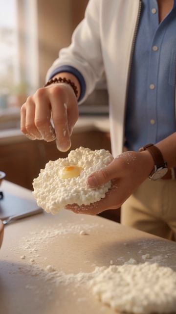 Макс решил порадовать меня сырниками со сгущёнкой 🥞