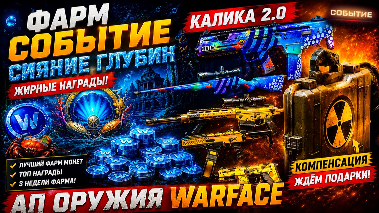 ФАРМ СОБЫТИЕ СИЯНИЕ ГЛУБИН, КАЛИКА 2.0, АП ОРУЖИЯ WARFACE - КОМПЕНСАЦИЯ смотреть онлайн