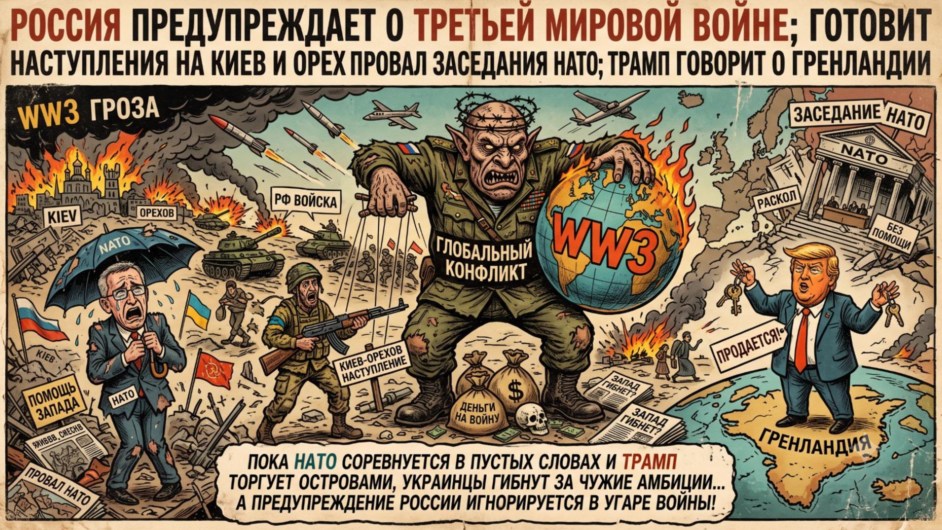 ⚡️Меркурис | РОССИЯ ПРЕДУПРЕЖДАЕТ: Наступление на Киев и Орехов, провал НАТО и Трамп с Гренландией