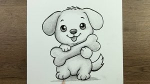 Как легко нарисовать милую собаку карандашом поэтапно — для начинающих 🐶✏️