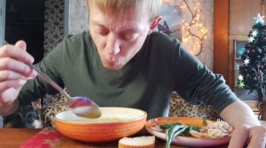 Мукбанг// Куриный Суп Мясо Сало И Зелень