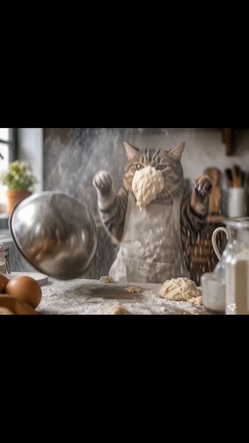 КОТ ПЕРЕВЕРНУЛ МИСКУ С ТЕСТОМ😱😨