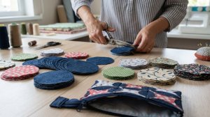 ✂️ Просто вырезала круги из лоскутов и джинсов… Результат превзошёл все ожидания! 😍