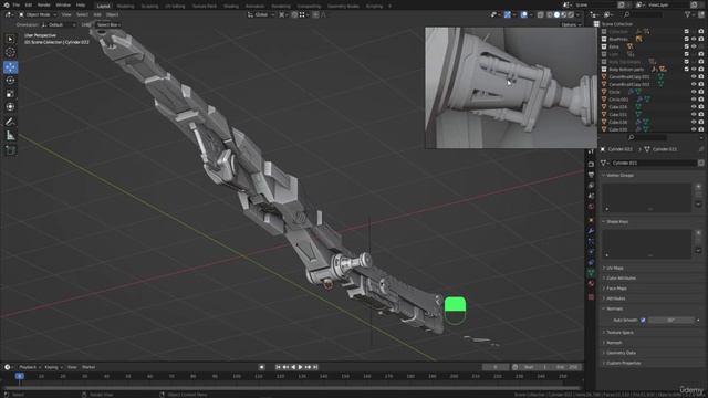 BLENDER Creating the Dune Ornithopter 54_Modeling section_Creating the back leg joints part 1 смотреть онлайн