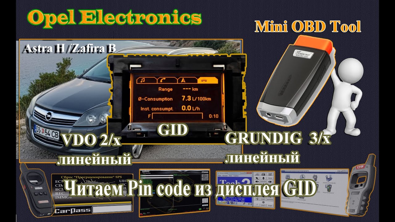 OPEL. OBD Mini Xhorse. Чтение Carpass из дисплеев GID. ( Трехлинейные - Да / Двухлинейные - Нет .) смотреть онлайн