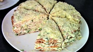 Очень вкусная пикантная для гостей закуска куриный торт.