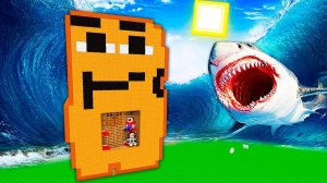 ДОМ ВНУТРИ НАГГЕТС КОВБОЙ ПРОТИВ ЦУНАМИ В МАЙНКРАФТ! НУБ И ДЕВУШКА ПРО В MINECRAFT