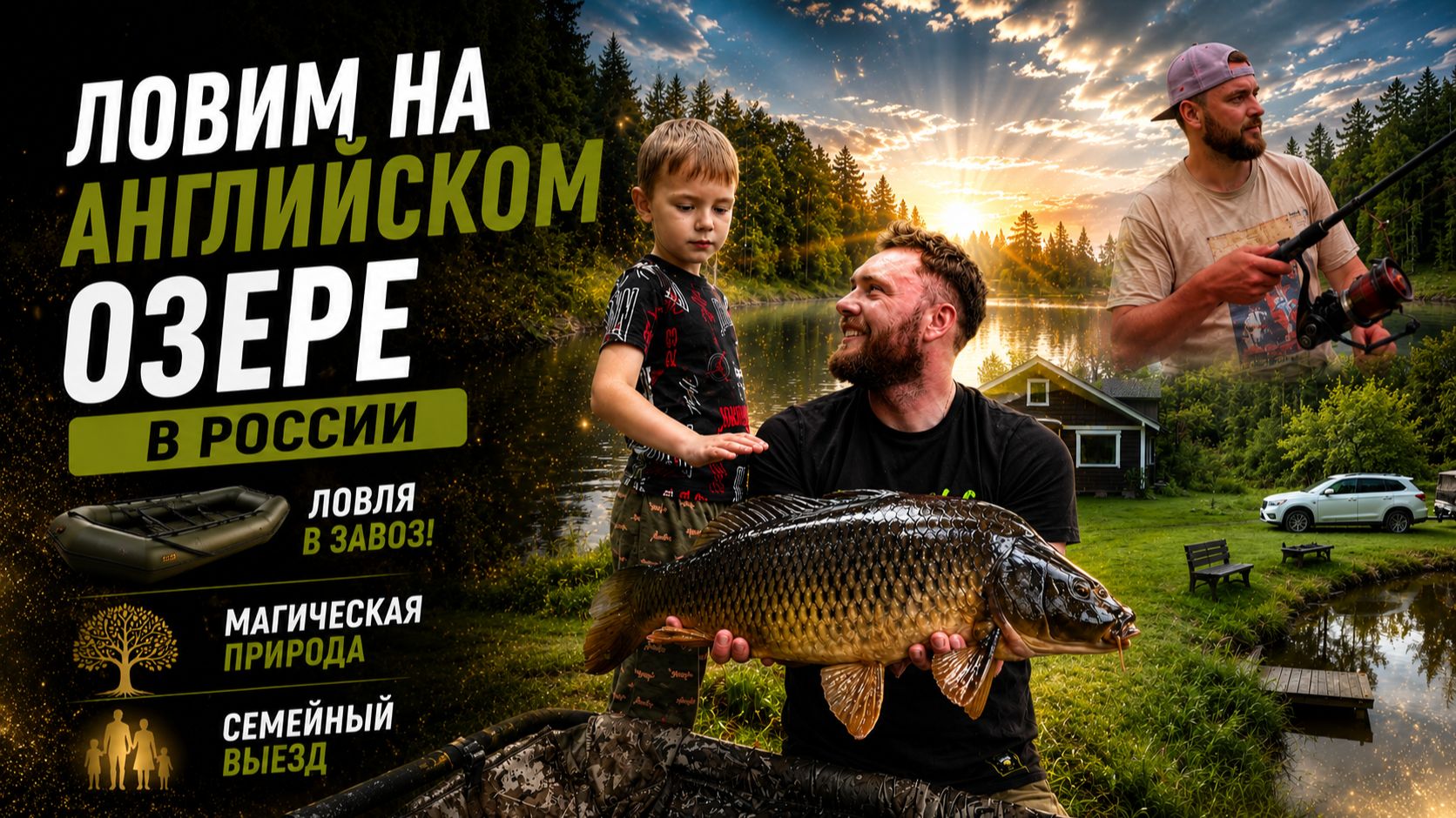Английское озеро в Тверской области, взяли дикого карпа, невероятное озеро, семейный карпфишинг смотреть онлайн