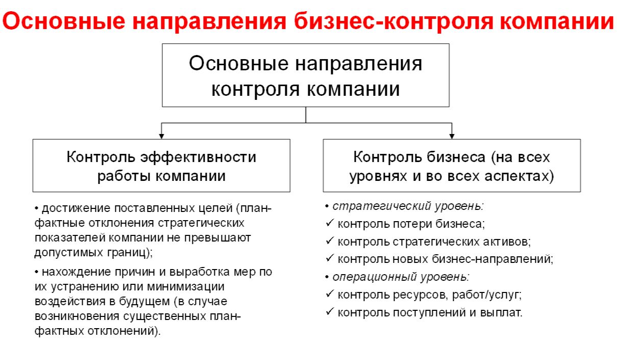 Основные направления бизнес-контроля компании