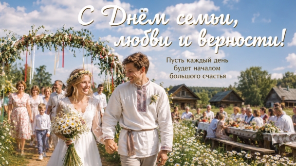 Семья-тепло и уют. С днём семьи, любви и верности. Красивая музыкальная открытка.