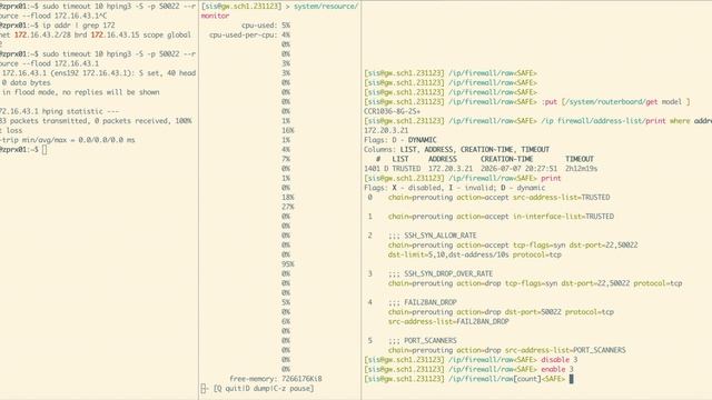 MikroTik RouterOS 7.21 syn flood DDoS protect SSH service смотреть онлайн