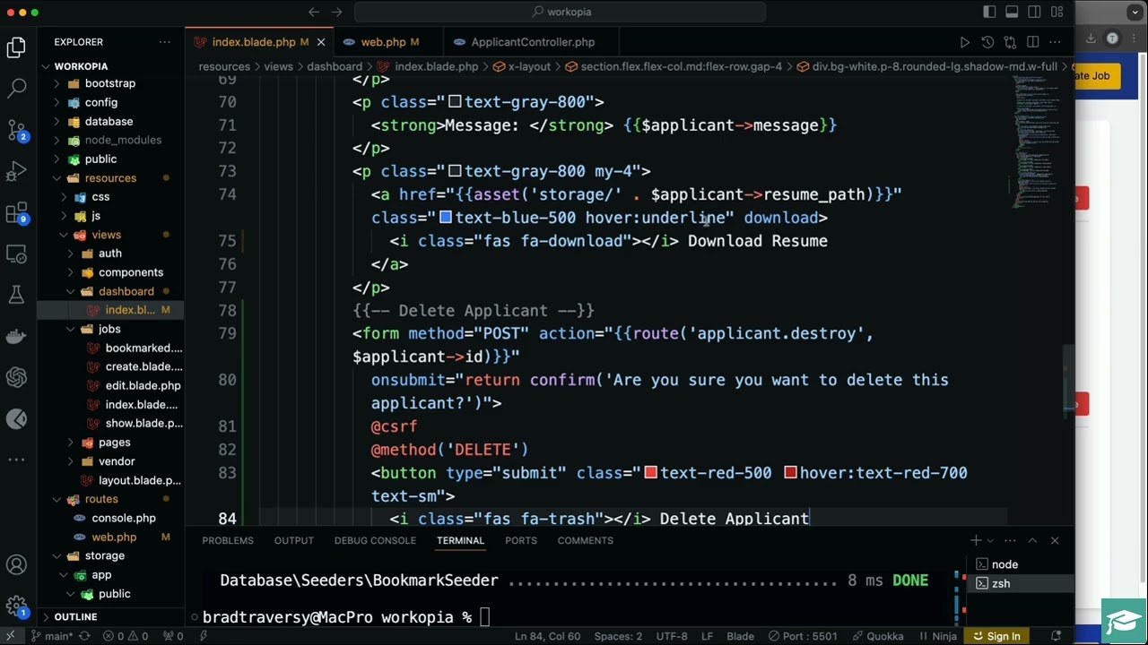 Удаление заявок от соискателей. PHP Проект Laravel 11 Полный курс. Плейлист. смотреть онлайн