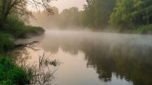 Вечер, туман, река Клязьма.