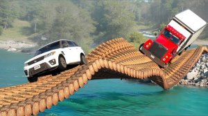 Испытание: автомобиль против невозможного моста из бревен в BeamNG.drive!