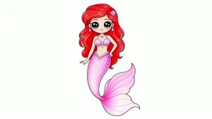 Как легко нарисовать милую русалку Ариэль 🧜♀️✨