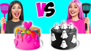 Черное vs Розовое Украшение Торта Челлендж _ Фантастические Лайфхаки с Едой от Jelly DO Challenge
