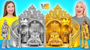 Строим Удивительный Кукольный Домик Золотой vs Серебряный Челлендж _ Простые Трюки для Декора