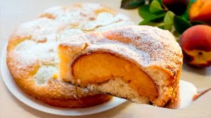 ПРОСТОЙ БИСКВИТНЫЙ ПИРОГ С ПЕРСИКАМИ! САМЫЙ ВКУСНЫЙ РЕЦЕПТ ПЕРСИКОВОГО ПИРОГА!