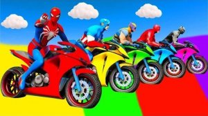 GTA V - Человек-паук, Бэтмен и другие проходят Челлендж трюки на крутых трасах