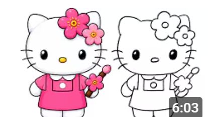 Как легко и просто нарисовать милую кошечку Hello Kitty с цветами 🌸 смотреть онлайн