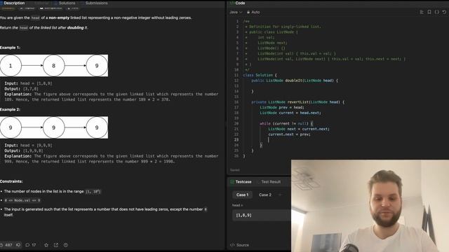 2816. Double a Number Represented as a Linked List (Удваиваем число) - LeetCode Java смотреть онлайн
