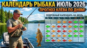 Лунный календарь рыбака на ИЮЛЬ 2026. Прогноз клева рыбы по дням.