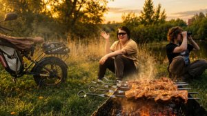 Уехали на ЭЛЕКТРОВЕЛОСИПЕДАХ жарить мясо у пруда / МОЛЧАЛИВАЯ велопокатушка АСМР
