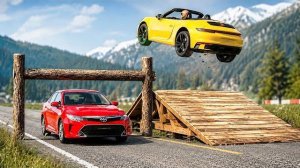 Испытание «Машины против ловушки с бревнами» в BeamNG.drive!