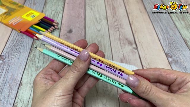 Карандаш чернографитный deVENTE HB трехгранный в ассортименте  - видео