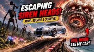МАШИНЫ ПРОТИВ СИРЕНОГОЛОВОГО! ЭПИЧЕСКИЕ ПРЫЖКИ С ТРАМПЛИНА И ЗЛАЯ ЛУНА В BeamNG.drive 🚗💥