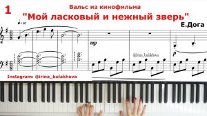 МОЙ ЛАСКОВЫЙ И НЕЖНЫЙ ЗВЕРЬ Вальс из кинофильма Евгений Дога На Пианино Ноты Как играть WALTZ DOGA