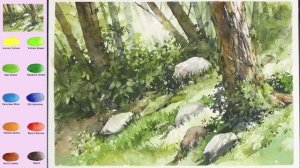 Пейзаж акварелью. В лесу. Пошаговый мастер-класс