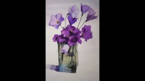 Рисуем акварелью  цветы колокольчика