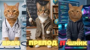 ТИПЫ ПРОФЕССИЙ У КОТОВ! Кем работает твой кот? 🙀#коты #котики #юмор #профессии #типыпрофессий #смеш