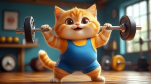 Мультики для детей.Кот в спорт зале.