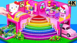 Постройте курортную виллу Hello Kitty с подземным аквариумом и милой спальней ❤️ Миниатюрный до