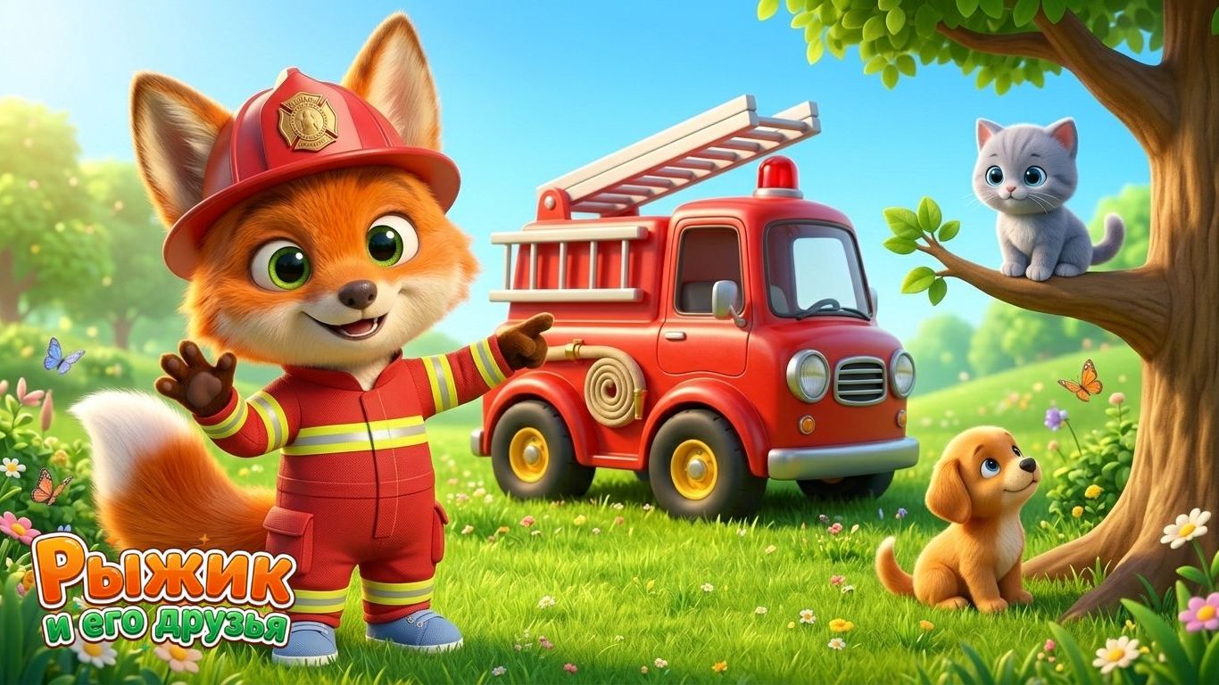 Пожарная Машина Би-Бип 🚒 | Рыжик спасает друзей | Лисёнок Рыжик — Песенки для малышей смотреть онлайн