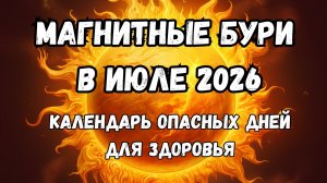 Магнитные бури в июле 2026. Календарь магнитных бурь на июль 2026: самые опасные дни месяца.