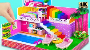 Постройте трехэтажную современную виллу с бассейном из картона и LEGO ❤️ Миниатюрный дом своими