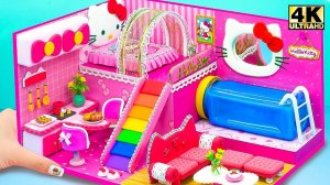 Дом HELLO KITTY своими руками с мега-бассейном и радужной лестницей из картонных поделок #Миниа