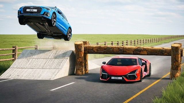 Испытание «Машины против ловушки с бревнами» в BeamNG.drive! смотреть онлайн