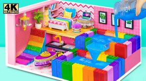 Как сделать двухэтажный розовый дом мечты с бассейном LEGO из картона ❤️ Миниатюрный дом своими