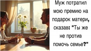 Истории из жизни|Муж потратил мою премию на подарок матери, сказав: «Ты же не против помочь семье?»!
