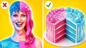 Розовый против Синего_ Еда-вызов 💖💙 Безумные Лайфхаки Декорирования Тортов от 123 GO! LIKE