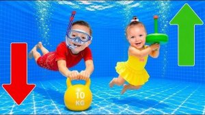 Какие игрушки плавают в бассейне, а какие тонут Научная игра с Евой